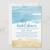 水彩砂と海のブライダルシャワー 招待状 (正面)