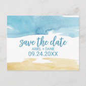 水彩砂と海の日付を保存 案内ポストカード (正面)
