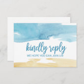 水彩砂と海の歌のリクエストRSVP 招待状 (正面/裏面)