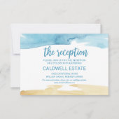 水彩砂と海の結婚式の披露宴案内カード 招待状 (正面)