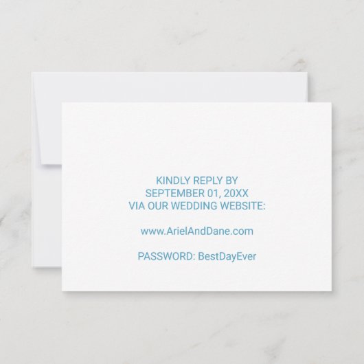 水彩砂と海の結婚式ウェブサイトの出欠確認 招待状 (裏面)