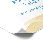 水彩砂と海結婚の歓迎 ポスター (角)