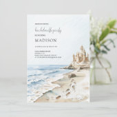 水彩砂の城ビーチ独身最後の夜 招待状 (スタンド正面)