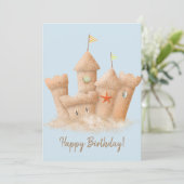 水彩砂城誕生日カード サンキューカード (スタンド正面)