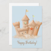 水彩砂城誕生日カード サンキューカード (正面/裏面)