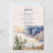 水彩砂漠とサボテンブライダルシャワー 招待状 (正面)