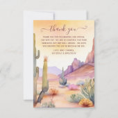 水彩砂漠とサボテン南西結婚の サンキューカード (正面)