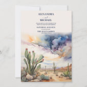 水彩砂漠とサボテン結婚ズ 招待状 (正面)