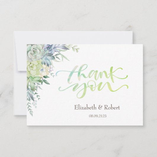 水彩砂漠の多肉植物サンキューカード サンキューカード (正面)