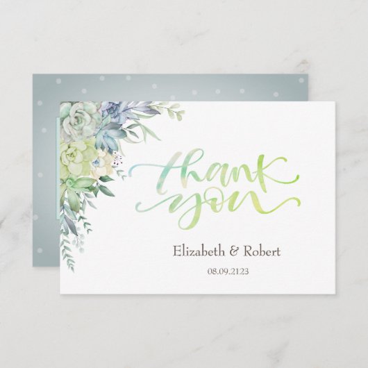 水彩砂漠の多肉植物サンキューカード サンキューカード (正面/裏面)