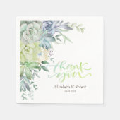 水彩砂漠の多肉植物サンキューカード スタンダードカクテルナプキン (正面)