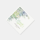 水彩砂漠の多肉植物サンキューカード スタンダードカクテルナプキン (角)