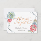 水彩砂漠の赤い多肉植物感謝カード サンキューカード (正面)