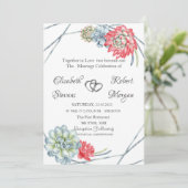 水彩砂漠の赤い多肉植物 招待状 (スタンド正面)