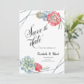 水彩砂漠の赤い多肉植物 Save The Date セーブザデート (スタンド正面)