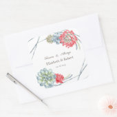 水彩砂漠の赤い多肉類 スクエアシール (封筒)