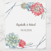 水彩砂漠の赤い多肉類 ワインラベル (シングルラベル)