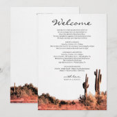 水彩砂漠ウェディング ウェルカムスケジュール プログラム (正面/裏面)