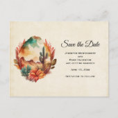 水彩砂漠サボテンと山 インビテーションポストカード (正面)