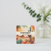 水彩砂漠サボテンと山 スクエア名刺 (スタンド正面)