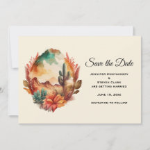 水彩砂漠サボテンと山