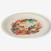 水彩砂漠サボテンと山 ペーパープレート (アングル)