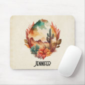 水彩砂漠サボテンと山 マウスパッド (マウス)