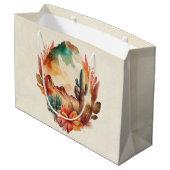 水彩砂漠サボテンと山 ラージペーパーバッグ (裏面アングル)