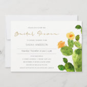 水彩砂漠サボテンフローラブライダルシャワー 招待状 (正面)