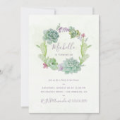 水彩砂漠サボテン 多肉植物 誕生日パーティー 招待状 (正面)