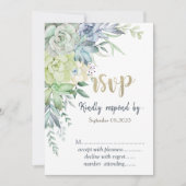 水彩砂漠多肉植物圆点 回复请柬 招待状 (正面)