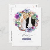 水彩砂漠多肉植物婚礼感谢卡 ポストカード (正面/裏面)