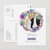 水彩砂漠多肉植物 ウェディング サンクス ポストカード (正面/裏面)