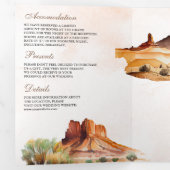 水彩砂漠山サボテンQRコード結婚ズ 三つ折り招待状 (内部最初)