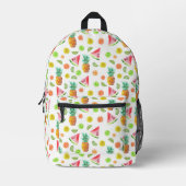 水彩砂糖漬けフルーツパターン プリントバックパック (正面)