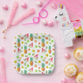 水彩砂糖漬けフルーツパターン ペーパープレート (パーティー)