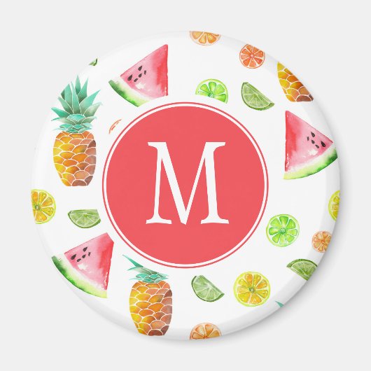 水彩砂糖漬けフルーツパターン マグネット (正面)