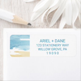 水彩砂結婚海 ラベル