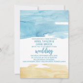 水彩砂結婚海 招待状 (正面)