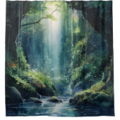 水彩神秘森林瀑布 シャワーカーテン (正面)