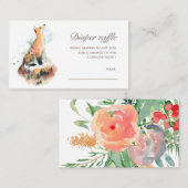 水彩神秘的なキツネおむつラッフルチケット エンクロージャーカード (正面/裏面)