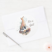 水彩神秘的なキツネ女の子シール ラウンドシール (封筒)