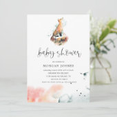 水彩神秘的なフォックスベビーシャワー招待状 (スタンド正面)