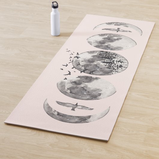 水彩神秘的な森の月の月のフェーズ名 ヨガマット (インサイチュ)