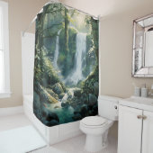 水彩神秘的な森の滝 シャワーカーテン (インサイチュ)