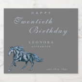 水彩神秘的な馬ANY大人の誕生日パーティー スパークリングワインラベル (シングルラベル)