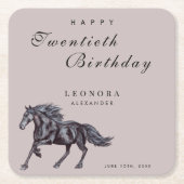 水彩神秘的な馬ANY誕生日パーティー スクエアペーパーコースター (正面)