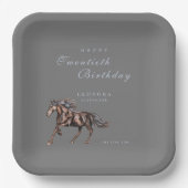 水彩神秘的な馬ANY誕生日パーティー ペーパープレート (正面)