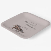 水彩神秘的な馬ANY誕生日パーティー ペーパープレート (傾斜あり)