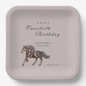 水彩神秘的な馬ANY誕生日パーティー ペーパープレート (正面)